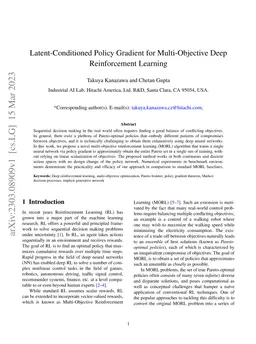 Latent-Conditioned Policy Gradient for Multi-Objective Deep
  Reinforcement Learning