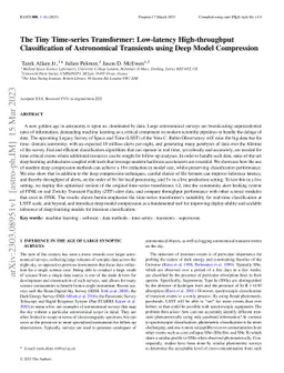 The Tiny Time-series Transformer: Low-latency High-throughput
  Classification of Astronomical Transients using Deep Model Compression