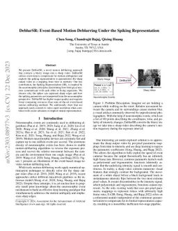 DeblurSR: Event-Based Motion Deblurring Under the Spiking Representation