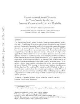 Physics-Informed Neural Networks for Time-Domain Simulations: Accuracy,
  Computational Cost, and Flexibility