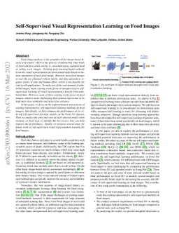 Self-Supervised Visual Representation Learning on Food Images