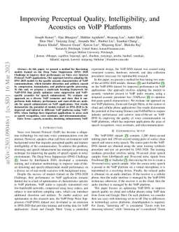 Improving Perceptual Quality, Intelligibility, and Acoustics on VoIP
  Platforms