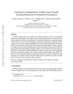 Learning for Amalgamation: A Multi-Source Transfer Learning Framework
  For Sentiment Classification