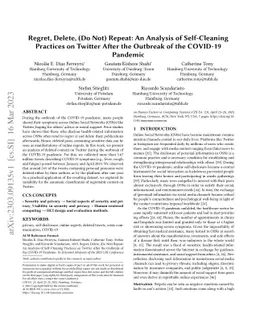 Regret, Delete, (Do Not) Repeat: An Analysis of Self-Cleaning Practices
  on Twitter After the Outbreak of the COVID-19 Pandemic