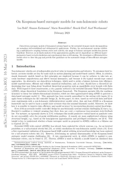 On Koopman-based surrogate models for non-holonomic robots