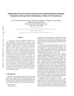 Multimodal Feature Extraction and Fusion for Emotional Reaction
  Intensity Estimation and Expression Classification in Videos with
  Transformers