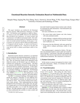 Emotional Reaction Intensity Estimation Based on Multimodal Data