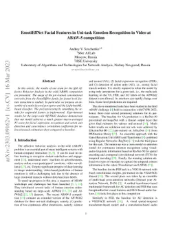 EmotiEffNet Facial Features in Uni-task Emotion Recognition in Video at
  ABAW-5 competition