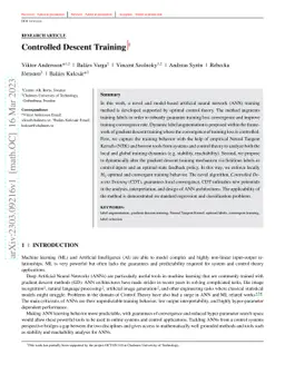 Controlled Descent Training