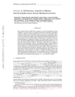 NAISR: A 3D Neural Additive Model for Interpretable Shape Representation