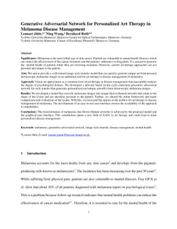 Generative Adversarial Network for Personalized Art Therapy in Melanoma
  Disease Management