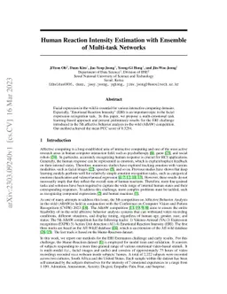 Human Reaction Intensity Estimation with Ensemble of Multi-task Networks