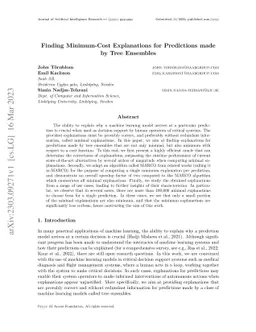 Finding Minimum-Cost Explanations for Predictions made by Tree Ensembles