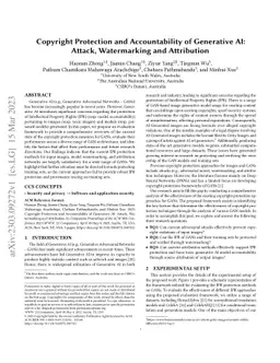 Copyright Protection and Accountability of Generative AI:Attack,
  Watermarking and Attribution