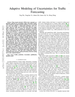 Adaptive Modeling of Uncertainties for Traffic Forecasting