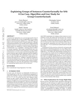 Explaining Groups of Instances Counterfactually for XAI: A Use Case,
  Algorithm and User Study for Group-Counterfactuals