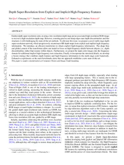 Depth Super-Resolution from Explicit and Implicit High-Frequency
  Features