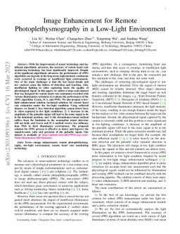 Image Enhancement for Remote Photoplethysmography in a Low-Light
  Environment