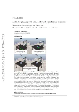 Multi-step planning with learned effects of partial action executions