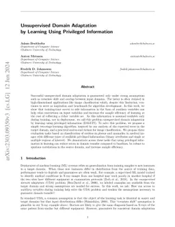 Unsupervised domain adaptation by learning using privileged information