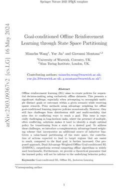 Goal-conditioned Offline Reinforcement Learning through State Space
  Partitioning