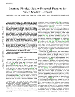 Learning Physical-Spatio-Temporal Features for Video Shadow Removal