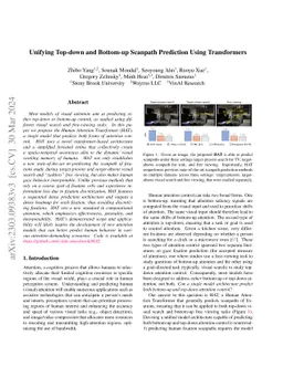 Unifying Top-down and Bottom-up Scanpath Prediction Using Transformers