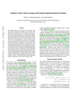 Arbitrary Order Meta-Learning with Simple Population-Based Evolution
