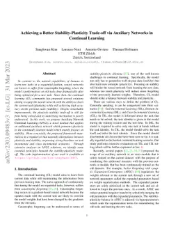 Achieving a Better Stability-Plasticity Trade-off via Auxiliary Networks
  in Continual Learning