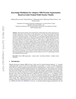 Knowledge Distillation for Adaptive MRI Prostate Segmentation Based on
  Limit-Trained Multi-Teacher Models