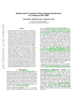 Reinforcement Learning for Omega-Regular Specifications on
  Continuous-Time MDP