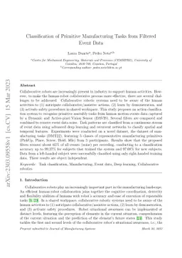Classification of Primitive Manufacturing Tasks from Filtered Event Data