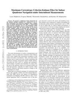 Maximum Correntropy Criterion Kalman Filter For Indoor Quadrotor
  Navigation Under Intermittent Measurements