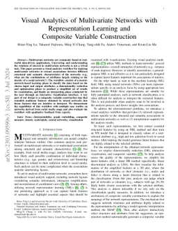 Visual Analytics of Multivariate Networks with Representation Learning
  and Composite Variable Construction
