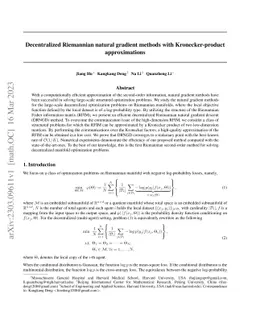 Decentralized Riemannian natural gradient methods with Kronecker-product
  approximations