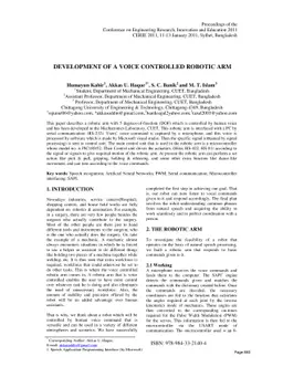 Development of a Voice Controlled Robotic Arm