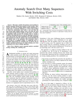 Anomaly Search Over Many Sequences With Switching Costs