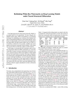 Rethinking White-Box Watermarks on Deep Learning Models under Neural
  Structural Obfuscation