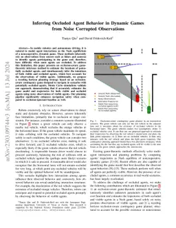 Inferring Occluded Agent Behavior in Dynamic Games from Noise Corrupted
  Observations