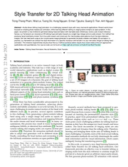 Style Transfer for 2D Talking Head Animation