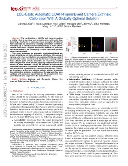 LCE-Calib: Automatic LiDAR-Frame/Event Camera Extrinsic Calibration With
  A Globally Optimal Solution