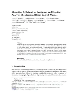 Memotion 3: Dataset on Sentiment and Emotion Analysis of Codemixed
  Hindi-English Memes