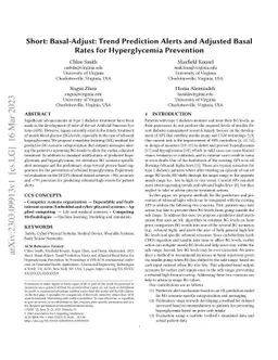 Short: Basal-Adjust: Trend Prediction Alerts and Adjusted Basal Rates
  for Hyperglycemia Prevention