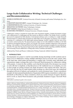 Large-Scale Collaborative Writing: Technical Challenges and
  Recommendations