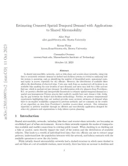 Estimating Censored Spatial-Temporal Demand with Applications to Shared
  Micromobility