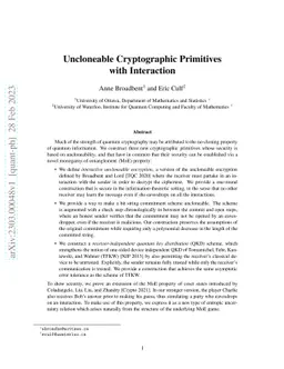 Uncloneable Cryptographic Primitives with Interaction