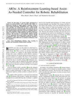 AR3n: A Reinforcement Learning-based Assist-As-Needed Controller for
  Robotic Rehabilitation