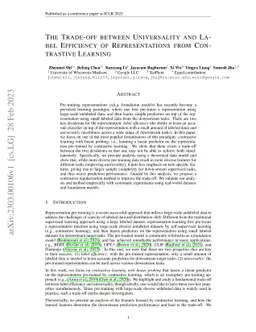 The Trade-off between Universality and Label Efficiency of
  Representations from Contrastive Learning