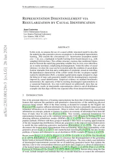 Representation Disentaglement via Regularization by Causal
  Identification
