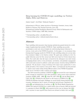 Deep learning for COVID-19 topic modelling via Twitter: Alpha, Delta and
  Omicron